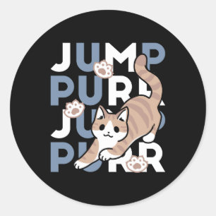 Sticker Rond Sauter Purr Jump : Conception de chat joueuse avec