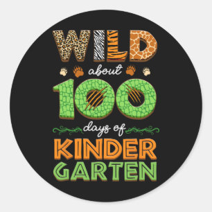 Sticker Rond Sauvage Environ 100 Jours De Maternelle 100E Jour