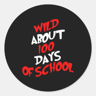 Sticker Rond Sauvage Environ 100 Jours École 100e Jour Enseigna