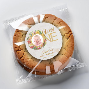 Sticker Rond Sauvageonne Fleurie Photo Rose Couronne Premier An