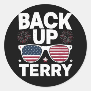 Sticker Rond Sauvegarder Terry Drôle 4 juillet Feu d'artifice p