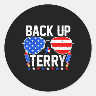 Sticker Rond Sauvegarder Terry Funny 4 juillet nous Drapeau Pat