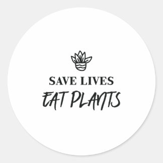 Sticker Rond Sauver des vies Manger Plante droits des animaux V