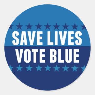 Sticker Rond Sauver des vies, votez bleu Élection 2026