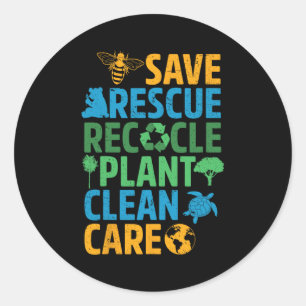 Sticker Rond Sauver les abeilles Secourir les animaux Recycler 