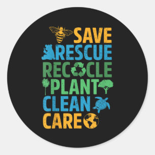 Sticker Rond Sauver les abeilles Secourir les animaux Recycler 