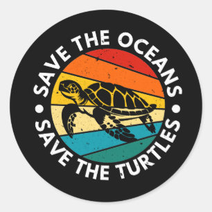 Sticker Rond Sauver les océans sauver les tortues