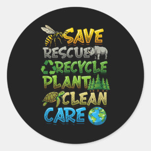 Sticker Rond Sauver secourir recycler usine propre prendre soin
