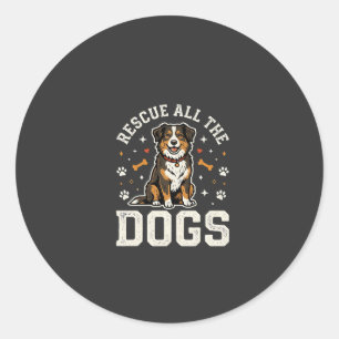 Sticker Rond Sauver Tous Les Chiens Vintage Chien