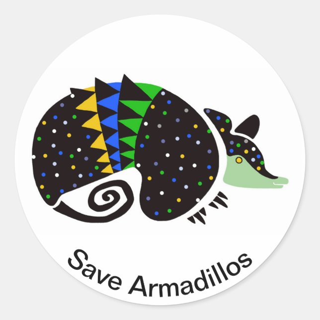 Sticker Rond Sauvez ARMADILLOS - Animal en voie de disparition  (Devant)