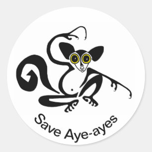 Sticker Rond Sauvez AYE-AYES Guerrier de la faune - Nature -