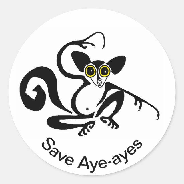 Sticker Rond Sauvez AYE-AYES Guerrier de la faune - Nature - (Devant)