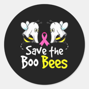 Sticker Rond Sauvez Boo Bees Amusants Conscience du cancer du s