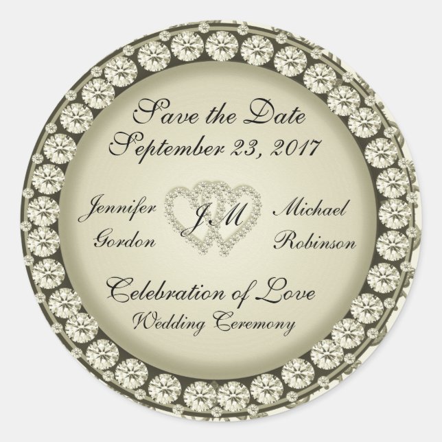 Sticker Rond Sauvez la date Coeurs d'or (Devant)