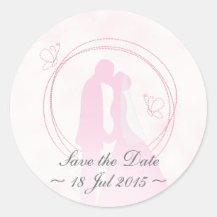 Sticker Rond "Sauvez la date" Romantique Dreamy Mariage couple