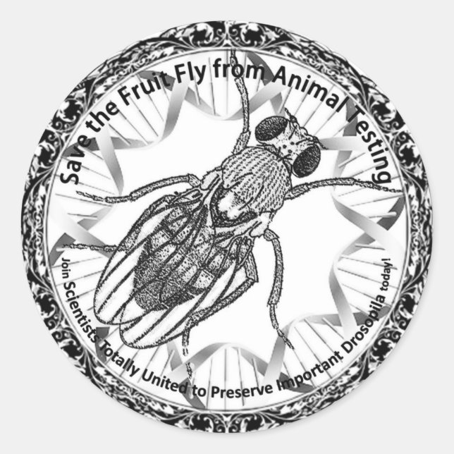 Sticker Rond Sauvez la mouche aux fruits (Devant)