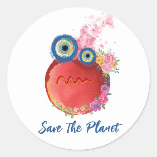 Sticker Rond Sauvez La Planète