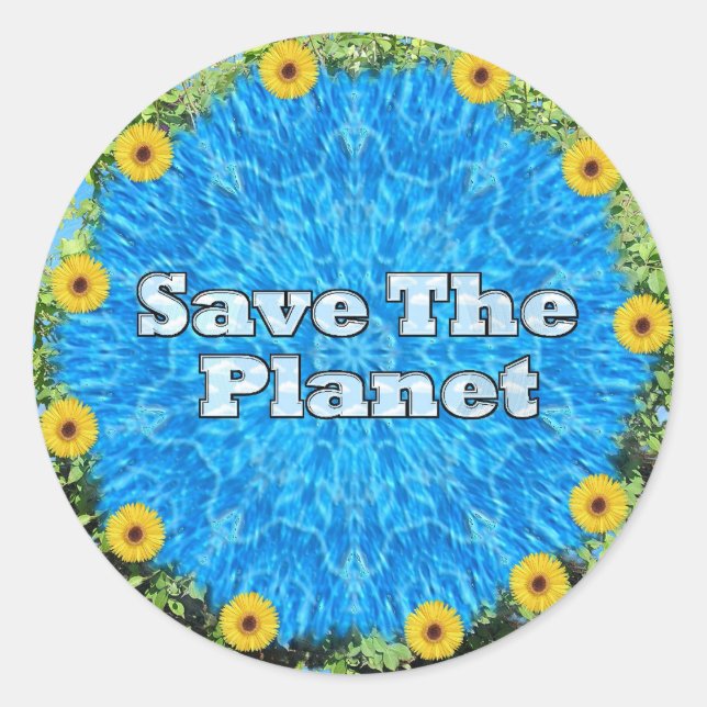 Sticker Rond Sauvez La Planète (Devant)