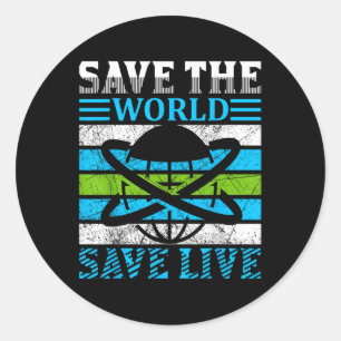 Sticker Rond Sauvez la planète Terre Globe De l'environnement P