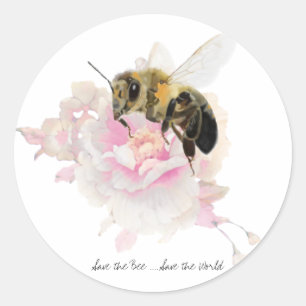 Sticker Rond Sauvez l'abeille ! Sauvez le monde ! Jolie abeille