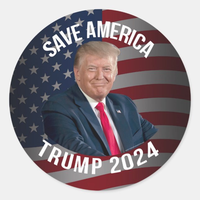 Sticker Rond Sauvez l'Amérique Trump 2024 Président Donald J. T (Devant)