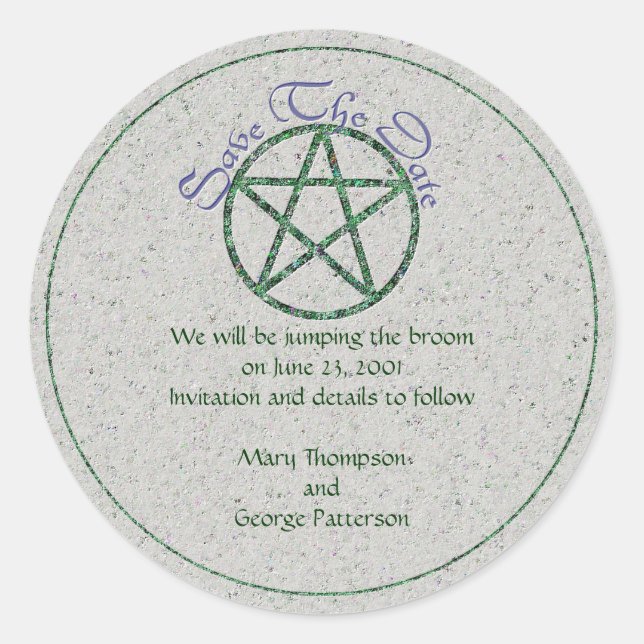 Sticker Rond Sauvez l'autocollant de Handfasting de date (Devant)