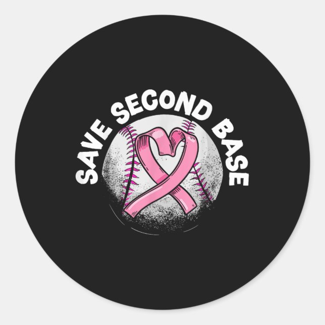 Sticker Rond Sauvez le 2e joueur de baseball de la base Cancer  (Devant)