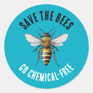 Sticker Rond Sauvez le bleu des abeilles