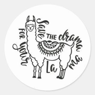 Sticker Rond Sauvez le drame pour votre lama
