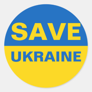 Sticker Rond Sauvez le drapeau ukrainien