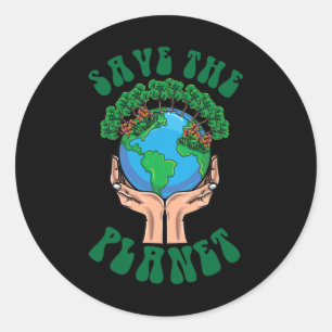 Sticker Rond Sauvez Le Jour des terres Planète Sauvez La Terre