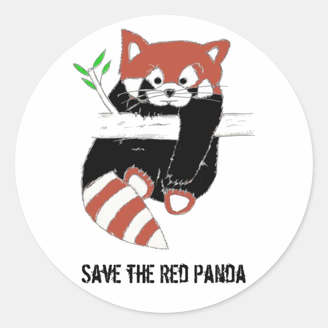 Sticker Rond Sauvez le Panda rouge aka FireFox (Devant)