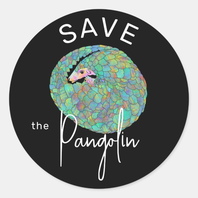 Sticker Rond Sauvez le Pangolin Slogan (Devant)