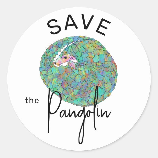 Sticker Rond Sauvez le Pangolin Slogan (Devant)