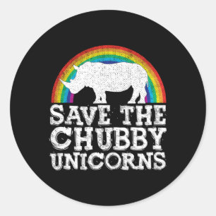 Sticker Rond Sauvez le Rainbo de Chubby Unicorns Rhino Conserva