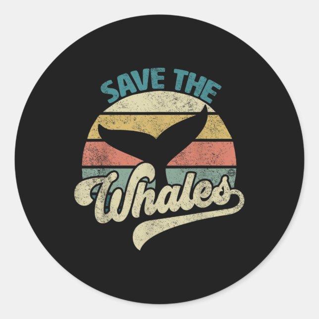 Sticker Rond Sauvez Le Rétro Des Baleines (Devant)