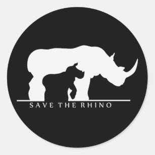 Sticker Rond Sauvez Le Rhino