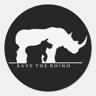 Sticker Rond Sauvez Le Rhino
