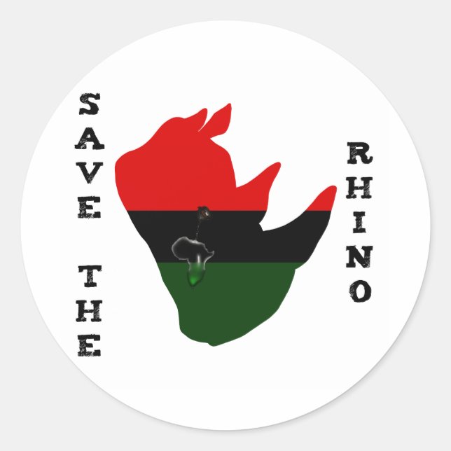 Sticker Rond Sauvez le Rhino avec l'Afrique Tear White (Devant)