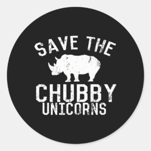 Sticker Rond Sauvez le rhinocéros gras Chubby Unicorns