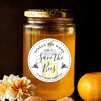 Sticker Rond Sauvez les abeilles ajoutez votre propre citation