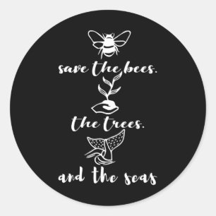 Sticker Rond Sauvez Les Abeilles Arbres Et Mer Jour De l'enviro