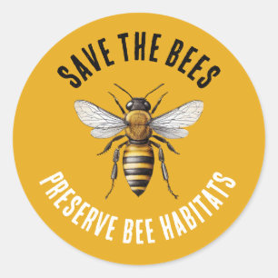 Sticker Rond Sauvez les abeilles Jaunes