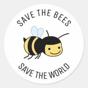 Sticker Rond Sauvez les abeilles, Joyeuse petite abeille