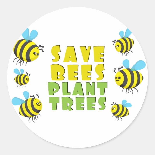Sticker Rond Sauvez les abeilles Plantes arbres (Devant)