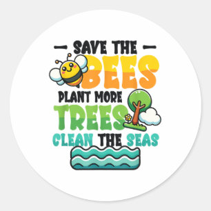 Sticker Rond Sauvez les abeilles Plantes Arbres Mer propres De