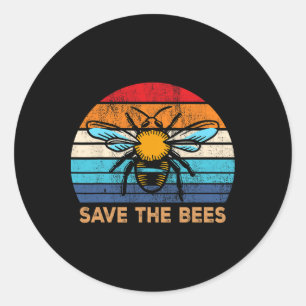 Sticker Rond Sauvez les abeilles Rétro Changement Climatique Vi