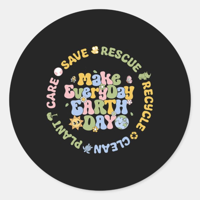 Sticker Rond Sauvez les abeilles Secourir les animaux Recycle C (Devant)