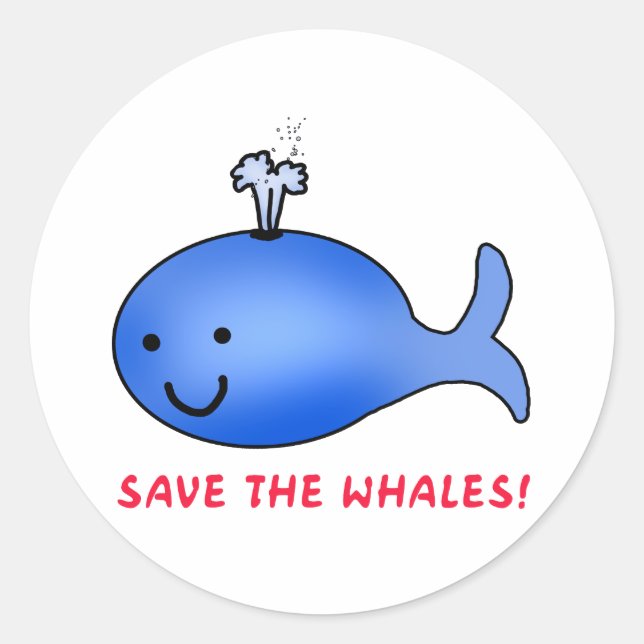 Sticker Rond Sauvez les baleines ! (Devant)