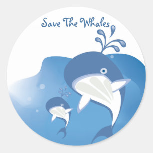 Sticker Rond Sauvez Les Baleines